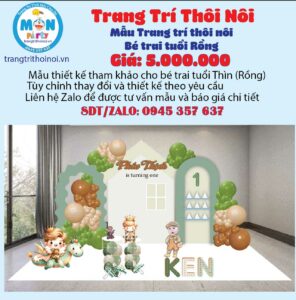trang-tri-sinh nhật-be-trai-tuoi-thin-tone-xanh-nau