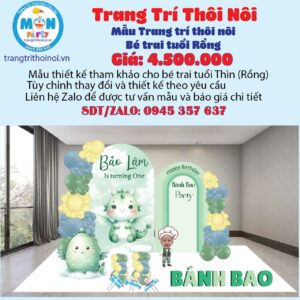 trang-tri-sinh nhật-be-trai-tuoi-thin-tone-xanh-la