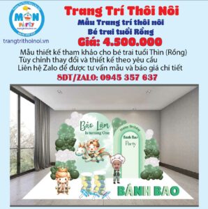 trang-tri-sinh nhật-be-trai-tuoi-thin-be-trai-tuoi-rong-tone-xanh-la