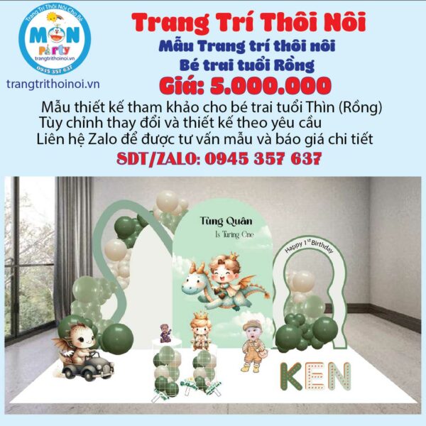 trang-tri-thoi-noi-be-trai-tuoi-rong-tone-xanh